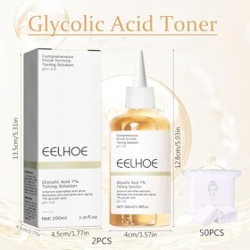 2PCS Acide Glycolique,Solution Tonifiante À L’Acide Glycolique 7%,Toner À Lacide Glycolique Pour Le Visage,Exfoliat Pour Le 