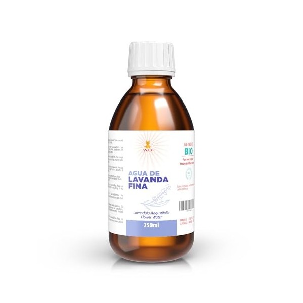 Snadi - Eau de Lavande Biologique 250 ml | Pure et Écologique | Tonique Régénérateur pour le Visage et les Cheveux | Apaisant
