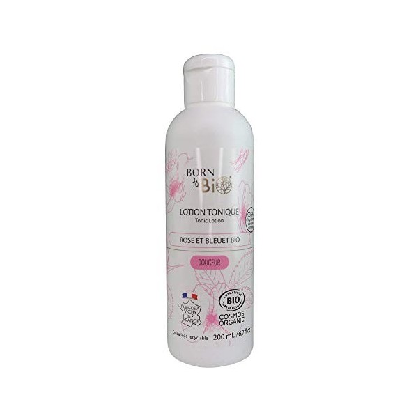 BORN TO BIO Lotion Tonique Rose et Bleuet Bio 200 ml, Bio certifié Ecocert Lotions Toniques