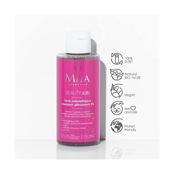 MIYA Cosmetics Beauty.Lab Tonique éclaircissant à lacide glycolique 5 % 150 ml