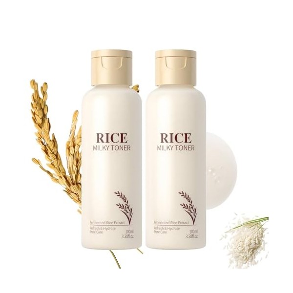 Rice Toner Visage,100ml Glow Riz Toner Au Riz Pour Le Visage Coréen,tonique visages Hydratant À Lextrait De Riz,Pour Peaux S ...
