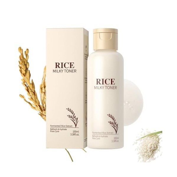 Rice Toner Visage,100ml Glow Riz Toner Au Riz Pour Le Visage Coréen,tonique visages Hydratant À Lextrait De Riz,Pour Peaux S ...