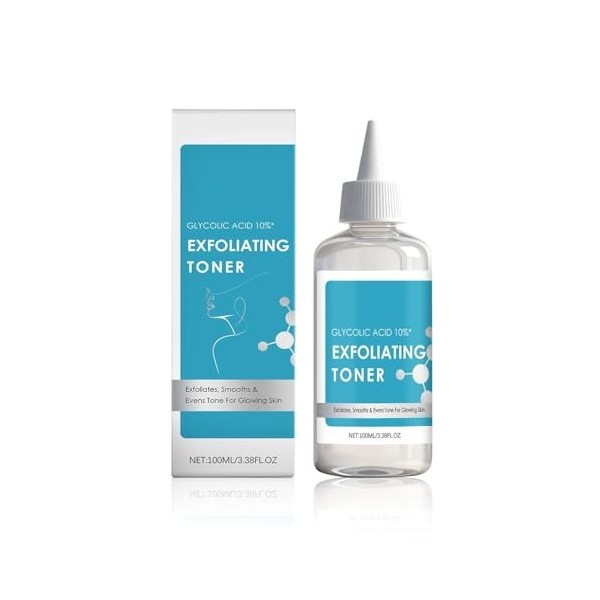 Glycolic Acid Exfoliating Toner, tonique exfoliant doux pour le visage à lacide glycolique, solution tonifiante pour un usag