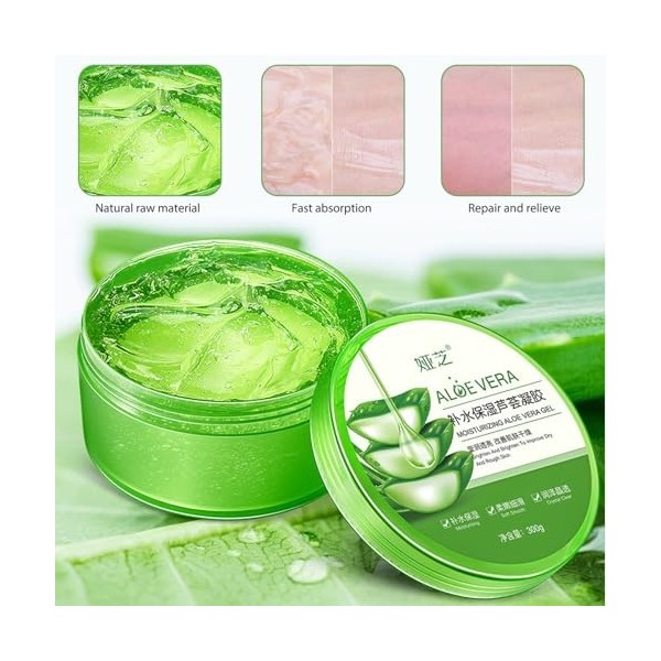 Gel dAloe Vera 300 g Gel daloe vera naturel Hydratant anti-solaire biologique pour le visage et le corps Hydratation douce