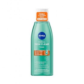 NIVEA Derma Skin Clear Toner 200 ml , tonifiant nettoyant et hydratant, toner à lacide salicylique enrichi en niacinamide p