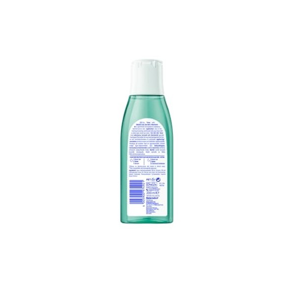 NIVEA Derma Skin Clear Toner 200 ml , tonifiant nettoyant et hydratant, toner à lacide salicylique enrichi en niacinamide p
