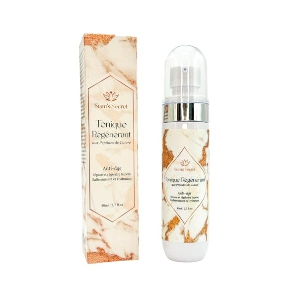 Siams Secret - Tonique Visage Régénérant Anti-Âge – Peptides de Cuivre – Raffermissant et Hydratant – 80ml