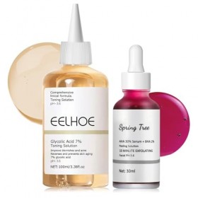 Acide Glycolique 7% Tonique, AHA 30% + BHA 2% Peeling Solution, Sérum Exfoliant pour le Visage, Purifier et Hydrater la Peau,