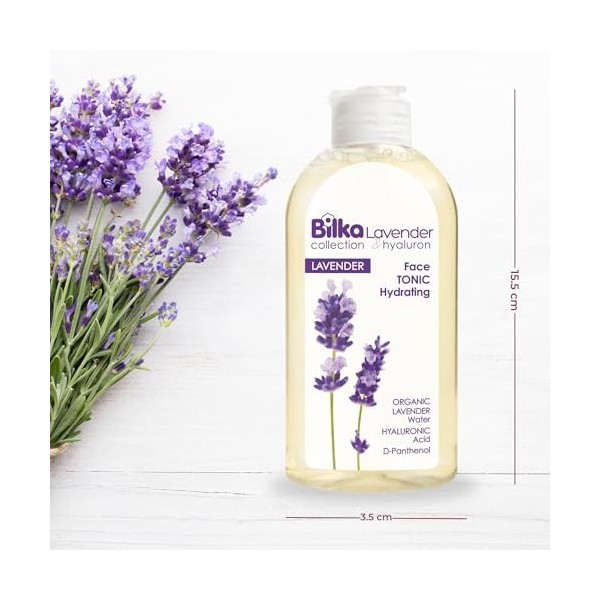 Bilka Collection Tonique hydratant pour le visage à la lavande et à lacide hyaluronique, 200 ml.