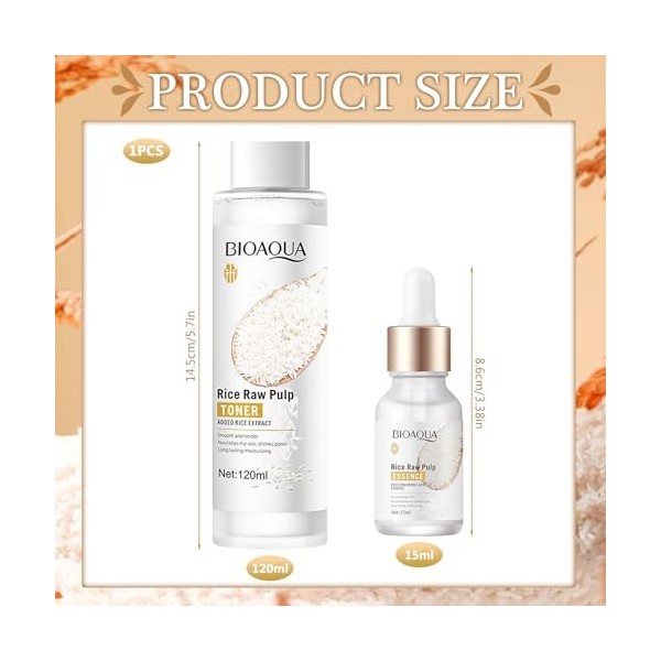 Rice Toner Visage et Rice Serum, Toner Hydratant À Lextrait De Riz, Toner Au Riz Pour Le Visage, Rice Raw Pulp Skin Care Kit