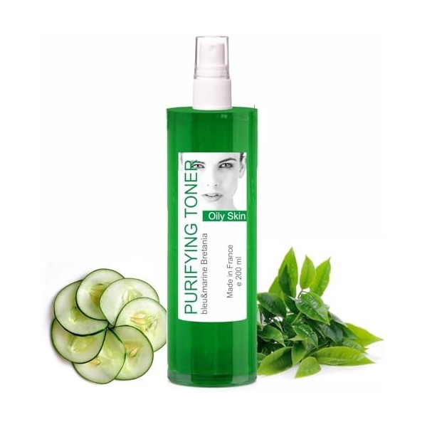 bleu & marine Bretania - Lotion Tonique Purifiante au Thé Vert 200 ml | Resserre les Pores | Normalise lExcès de Sébum | Pré
