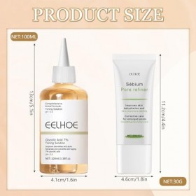 Acide Glycolique 7% Exfoliating Toner et Crème Rétrécissante pour Les Pores, Glycolic Acid Toner Visage, Rétrécit Les Pores, 