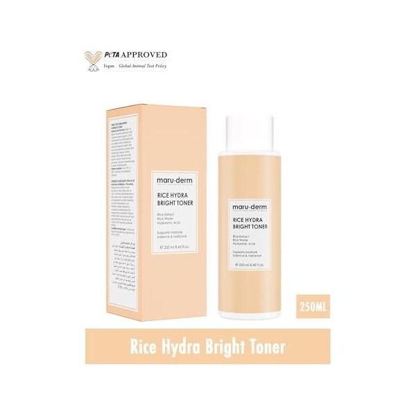 Maruderm Lotion Tonique Éclat & Hydratation au Riz – Toner Visage Hydratant & Illuminant à l’Extrait de Riz – Soin Quotidien 