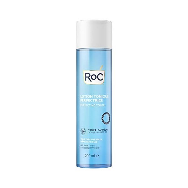 RoC - Tonique Perfecteur - Nettoyant Visage - Débouche les Pores - Sans Alcool - Tous Types de Peau - 200 ml Lotions Toniques