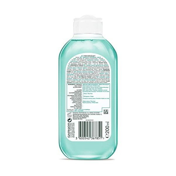 Garnier Tonique hydratant, tout type de peau, même sensible, 200 ml