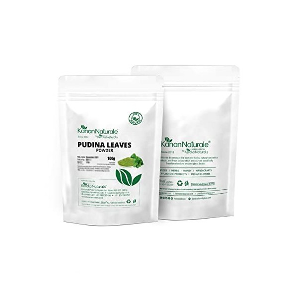 Poudre de feuilles de pudina/menthe Mentha 100 g – Pour la peau et les cheveux – Agit comme hydratant, nettoyant, tonifiant