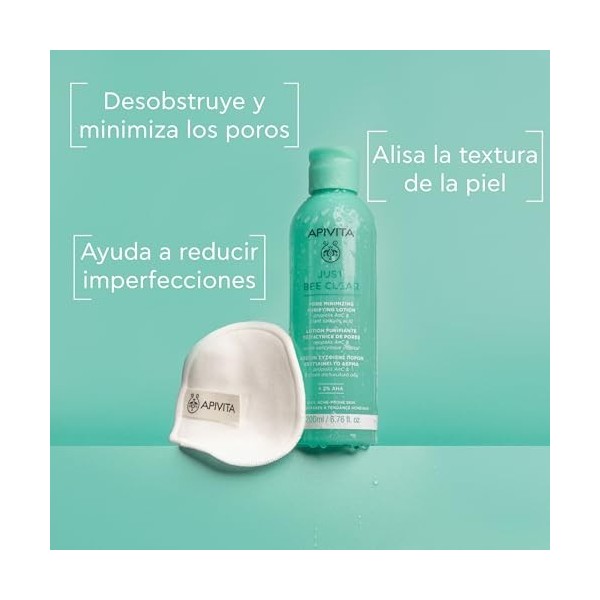 Apivita Just Bee Clear Lotion Purifiante Réductrice De Pores Pour Pour Peaux Grasses, Acné, Imperfections Et Boutons 200ml - 