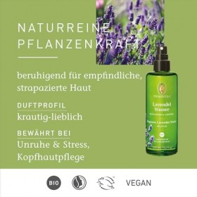 PRIMAVERA Eau végétale de lavande bio 100 ml – force végétale pure – Bouteille en verre – Hydrolat, spray corporel, aromathér