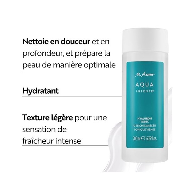 M. Asam AQUA INTENSE Hyaluron Tonic 200ml – Lotion Tonique Visage Hydratante Sans Parfum, Soin Visage Rééquilibrant & Rafra
