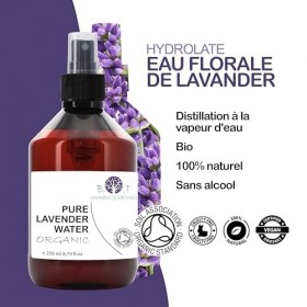 LAVANDE BIOLOGIQUE Eau florale pure biologique Hydrolat de lavande biologique Idéal peaux sensibles et matures, tonique pour 