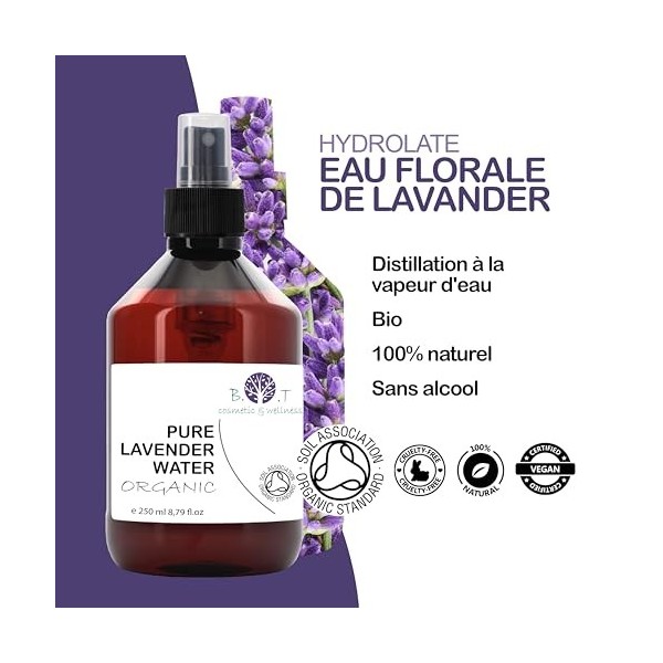 LAVANDE BIOLOGIQUE Eau florale pure biologique Hydrolat de lavande biologique Idéal peaux sensibles et matures, tonique pour