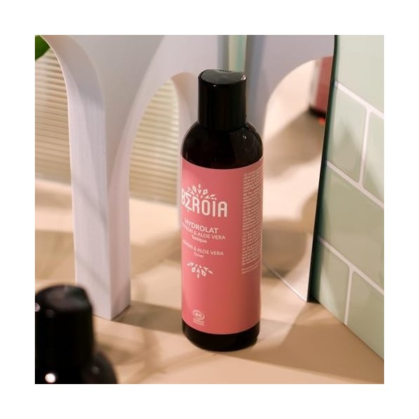 Eau tonique au Citron et Aloe Vera - COSMOS ORGANIC - Peau mixte et grasse - Tonique pour le visage - 200ml - BEROIA