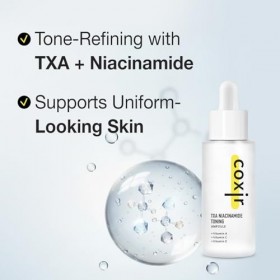 coxir TXA NIACINAMIDE Toning Acide I Acide Tranexamique, Vitamine C I Even Skin Tone, Hydratant, Lisse, Calming, Hydratant, H