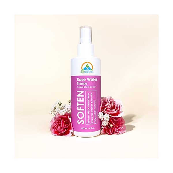 Rose Water Toner for Skin, Face & Hair, Pure Moroccan Rosewater Distilled from Rosa Damascena, Natural Organic Mist for Dry S