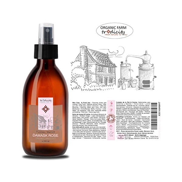 Bleu & Marine Bretania - Hydrolat Rose de Bulgarie Bio 250ml | Anti-âge, Rafraîchissant | 100% Naturel, Vegan | Parfait pour ...