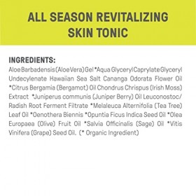 Raw Elements Tonique organique quotidien revitalisant pour hydrater et réparer avec algues arctiques, aloe vera, huile doliv
