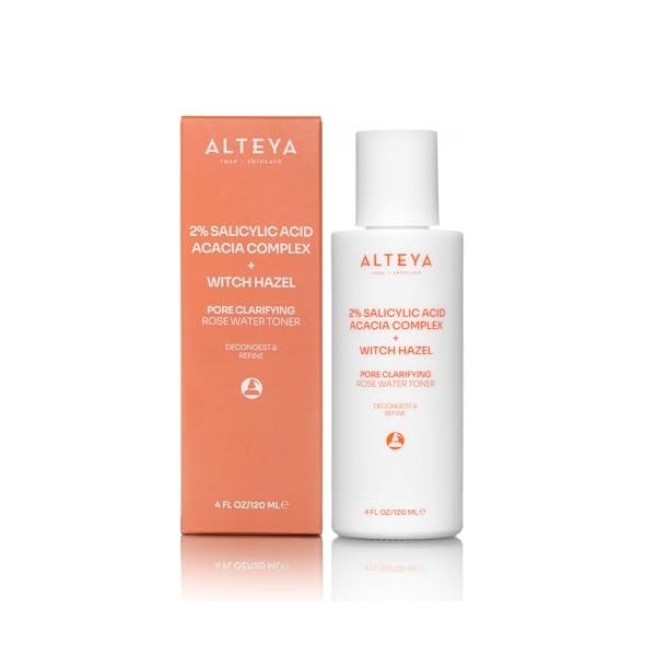 Alteya - Tonique Clarifiante des Pores - 120 ml - Avec 2% dAcide Salicylique - Complexe dacacia & Hamamélis - Exfoliant en 