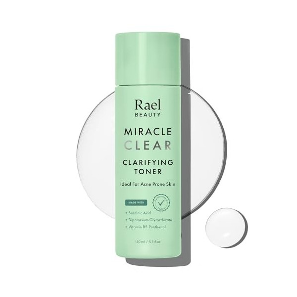 Rael Miracle Clear Toner Visage - Skincare Coreen, Réduit les Pores Dilatés, Anti-Imperfections, Peaux à Tendance Acnéique, G