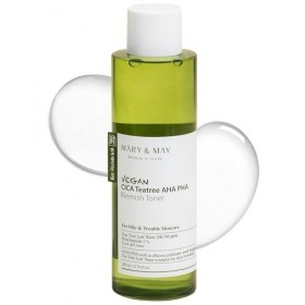 Mary&May Tonique végétalien CICA Tea Tree AHA PHA - Contrôle de lhuile et exfoliant pour la peau