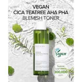 Mary&May Tonique végétalien CICA Tea Tree AHA PHA - Contrôle de lhuile et exfoliant pour la peau