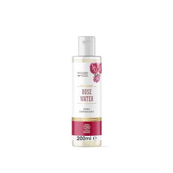 Wooden Spoon Eau de Rose Bio Rose Damascena – Hydrolat 100% Bio, Apaise & Rafraîchit la Peau, Tonique Naturel, Brume Visage &