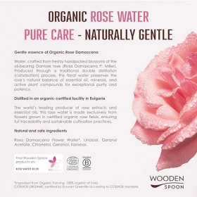 Wooden Spoon Eau de Rose Bio Rose Damascena – Hydrolat 100% Bio, Apaise & Rafraîchit la Peau, Tonique Naturel, Brume Visage &