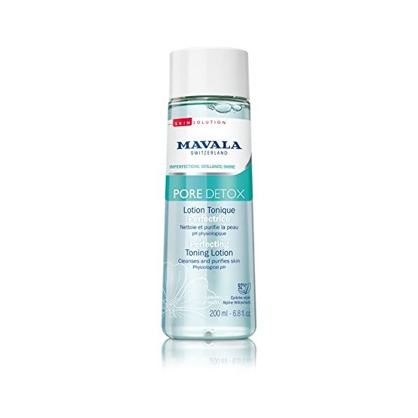 Mavala - Lotion Tonique Perfectrice Pore Détox - Lotion Nettoyante Purifiante Visage - Avec Épilobe Alpin - pH Physiologique ...