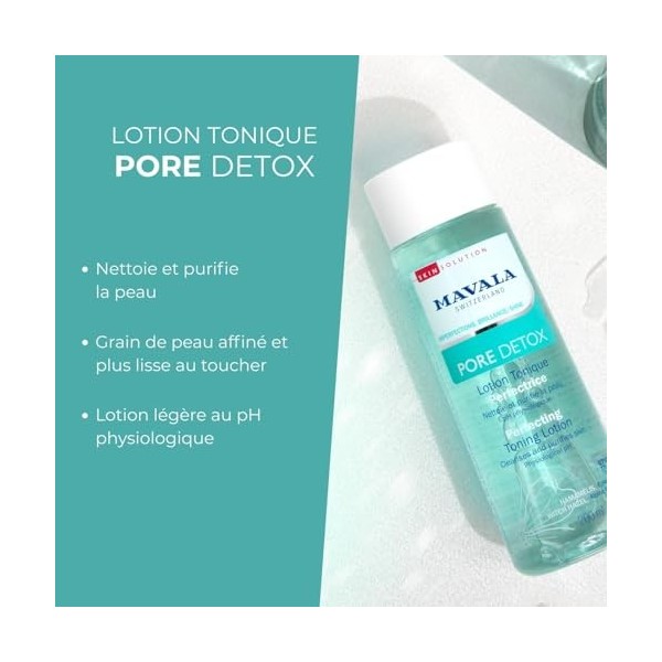 Mavala - Lotion Tonique Perfectrice Pore Détox - Lotion Nettoyante Purifiante Visage - Avec Épilobe Alpin - pH Physiologique ...