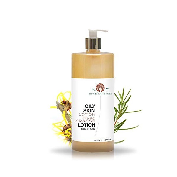 B.O.T Cosmetic & Wellness - Lotion Purifiante Visage 500ml | Peau Grasse | Nettoyante, Hydratante | Régule Sébum | Réduit Poi