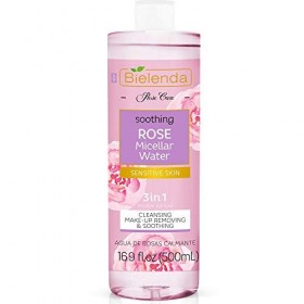 ROSE CARE Eau de Rose 3 in1 Démaquillant Apaisant pour le Nettoyage de la Peau Sensible Effet Tonifiant Anti-âge Acide Hyalur