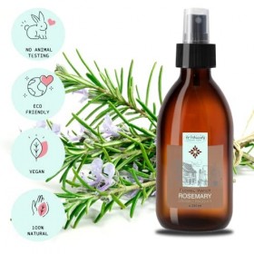 Eau Florale Romarin Bio 250ml | Hydrolat Peau Grasse | Tonique Visage, Spray Anti-Chute Cheveux | Brume Oreiller Astringente,...