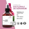 Eau de Géranium Nettoyante Visage 250 ml Tonique Astringent, Régulateur de Sébum, Anti Rides, Apaisant et Hydratant. Cosmétiq