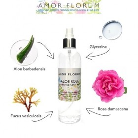 100% Naturel EAU HYDRATANTE - ALOE VERA & ROSE - 250ml - par AMOR FLORUM. Une Brume Naturelle et Apaisante pour le Visage, Co
