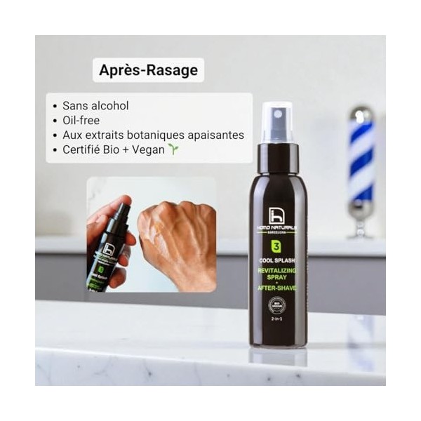 Homo Naturals Spray Tonique Visage Homme + Après-Rasage – Brume Revitalisante pour le Visage – Nettoyant Apaisant pour Peau G