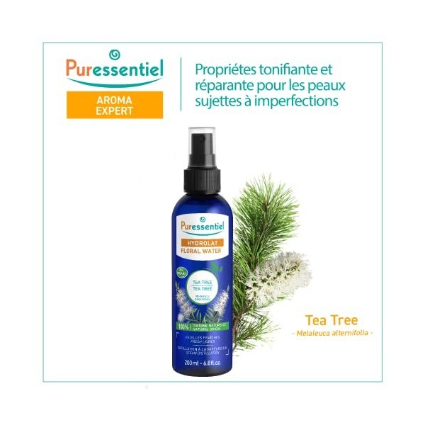 Puressentiel – Hydrolat de Tea Tree BIO – 100 pourcent Pure et naturelle - Ecocert – Peaux à imperfections – Peaux mixtes et ...
