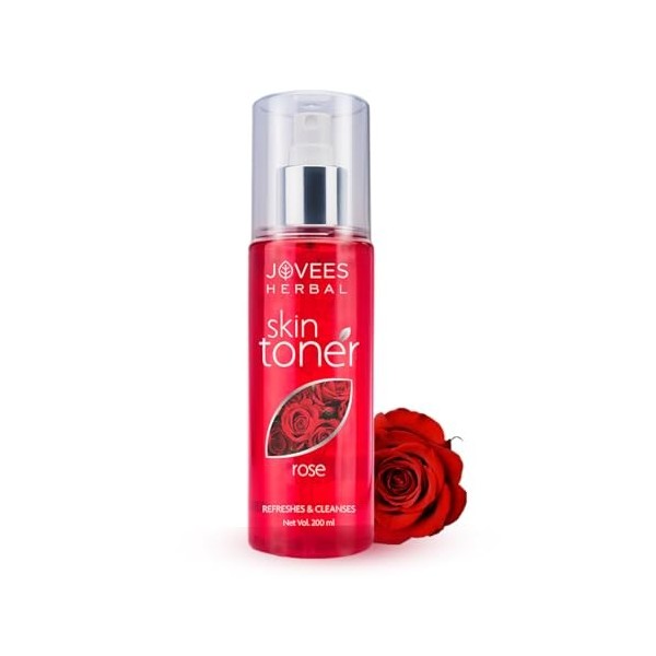 Jovees Herbal Rose Skin Toner | 200ml x Pack of 1 | For Youthful Skin, Tightens Pores, Healthy Glow | 100% Natural | Normal t...
