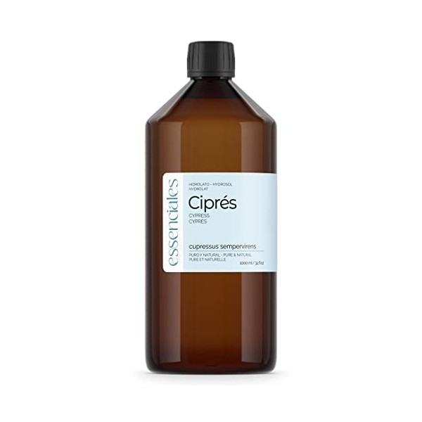 Essenciales - Hydrolat d’eau florale de cyprès, 100% pure et naturelle - 1 litre | Hydrolat de cupressus sempervirens Lotions...