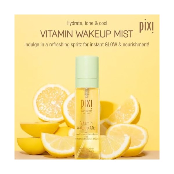 Pixi Beauty Vitamin-C Wakeup Mist | Brume Énergisante à la Vitamine C | Rafraîchit, Apaise et Réveille l’Éclat Naturel de la