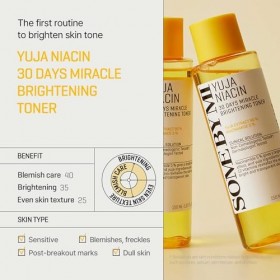 SOME BY MI Yuja Niacin 30 Days Miracle Tonique Éclat 150 ml – Tonique coréen aux 12 vitamines & extrait de yuja – Soin quotid