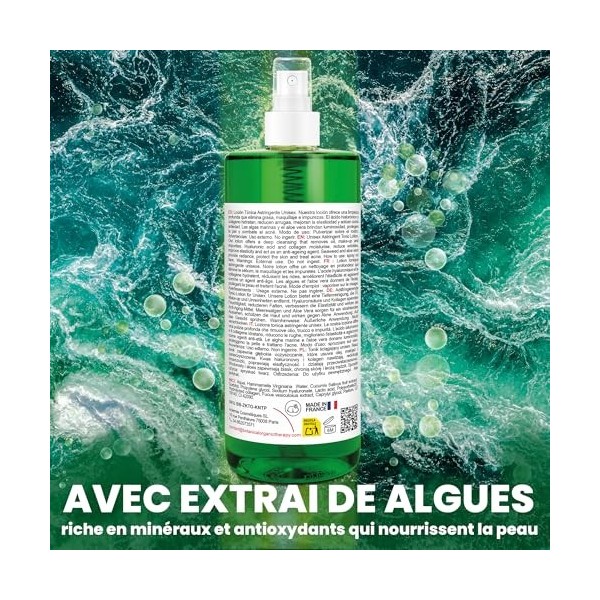 Lotion Tonique Purifiante Unisex Spray Après rasage 500 ml Spray Hydratant purifiant Lotion peaux à problèmes Lotion hydratan